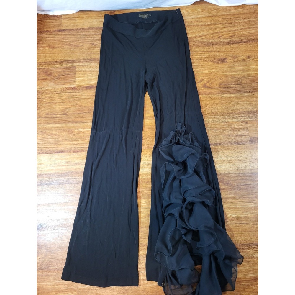 Vtge Debbie‎ Shuchat Size 10 Ruffle Detail Black Pants